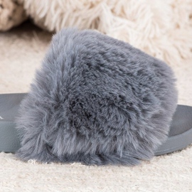 Bona Chanclas de moda con piel gris 4