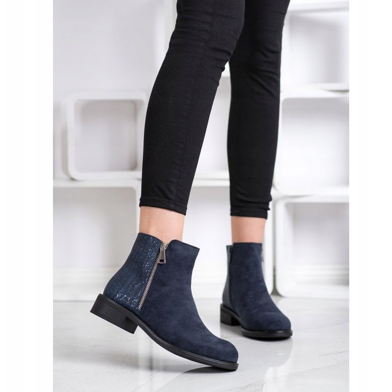 Bestelle Botas de moda con cremallera. azul marino azul 1