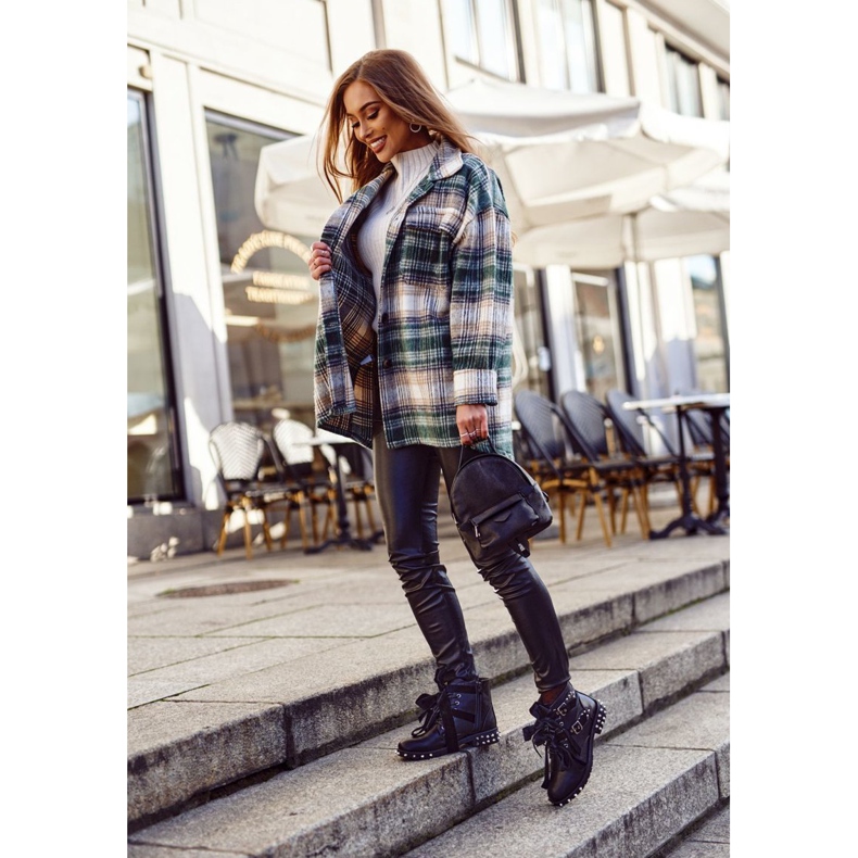 SEA Botines de mujer con remaches, pinchos, imán negro 2