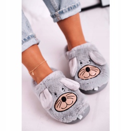 JOMIX Pantuflas de piel de ratón gris para mujer Home Sweet Home beige 2