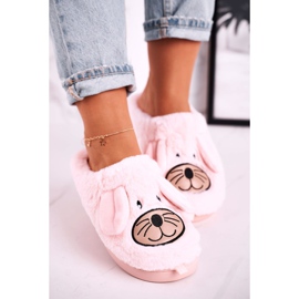 JOMIX Pantuflas de piel de ratón rosa para mujer Home Sweet Home 1