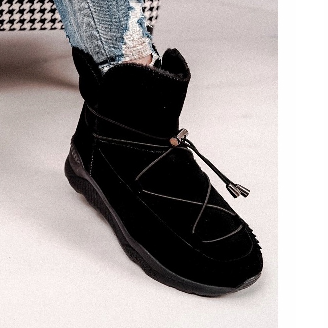 HAN Botas de nieve deportivas para mujer con piel Negro Synte 1