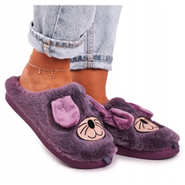 JOMIX Pantuflas de piel de ratón moradas para mujer Home Sweet Home violeta 4