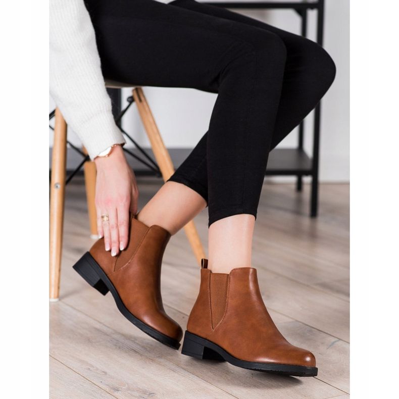 Ideal Shoes Botines Chelsea de piel ecológica marrón 1