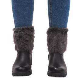 Botas con piel A89620 Negro blanco 1