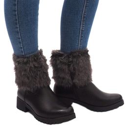 Botas con piel A89620 Negro blanco 2