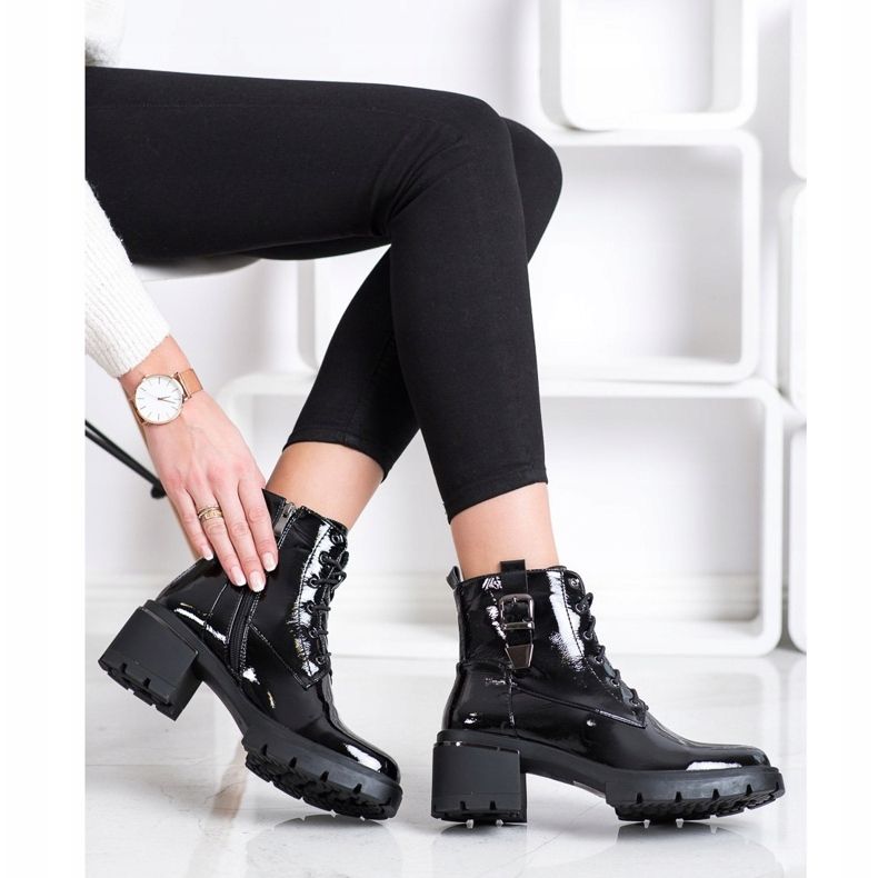 SHELOVET Trabajadores de la moda lacados negro 1