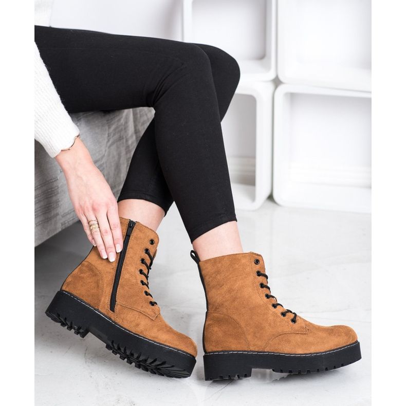 SHELOVET Trappers de gamuza en la plataforma marrón 1