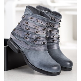 Queentina Botas cómodas con adornos gris 2