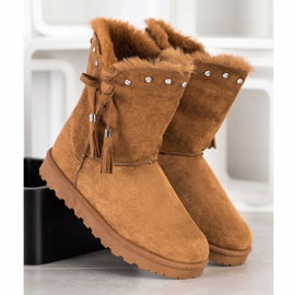 SHELOVET Camel Mukluki con circonita cúbica marrón 3