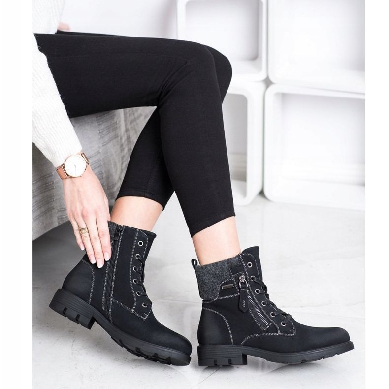 Super Mode Botas de montaña con cremallera decorativa negro 2