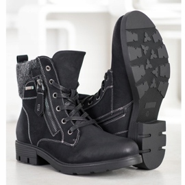 Super Mode Botas de montaña con cremallera decorativa negro 1