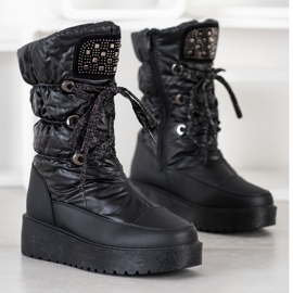 SHELOVET Botas de nieve con estilo en la plataforma negro 1