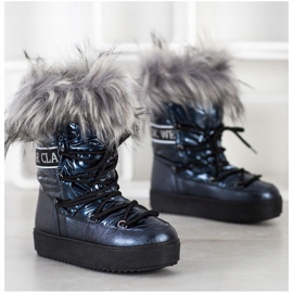 SHELOVET Botas de nieve con piel azul marino azul 1