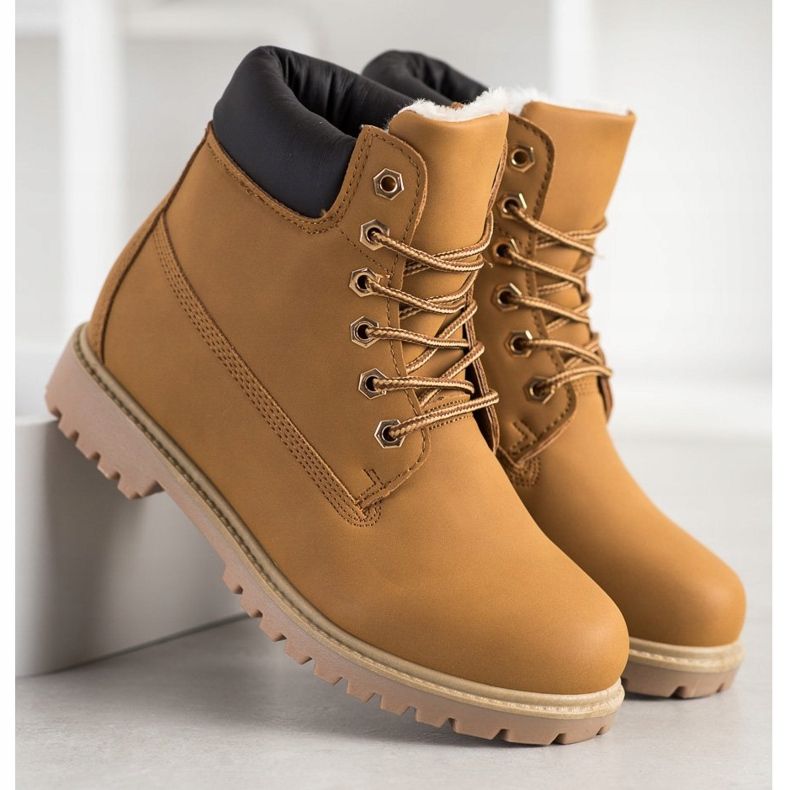 SHELOVET Botas de montaña cálidas con cuero ecológico marrón 1