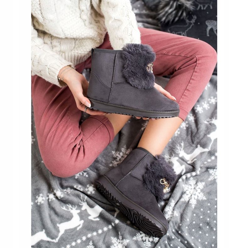 Queentina Mukluki cálido con adorno gris 1