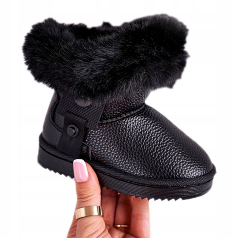 Apawwa Botas de nieve para niños con aislamiento Marella negro con pelo 4