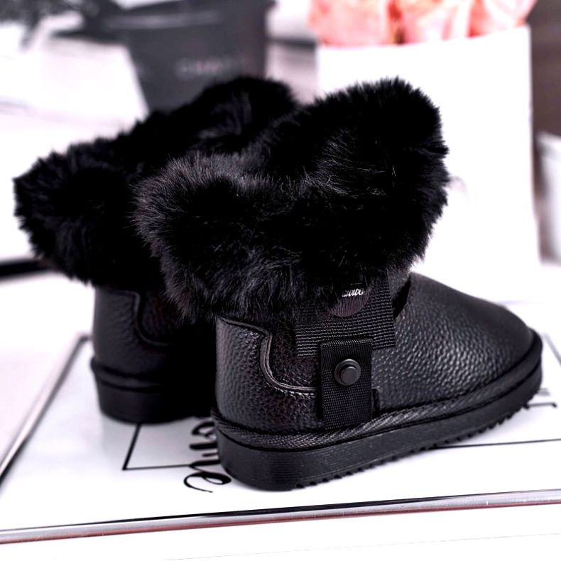 Apawwa Botas de nieve para niños con aislamiento Marella negro con pelo 3