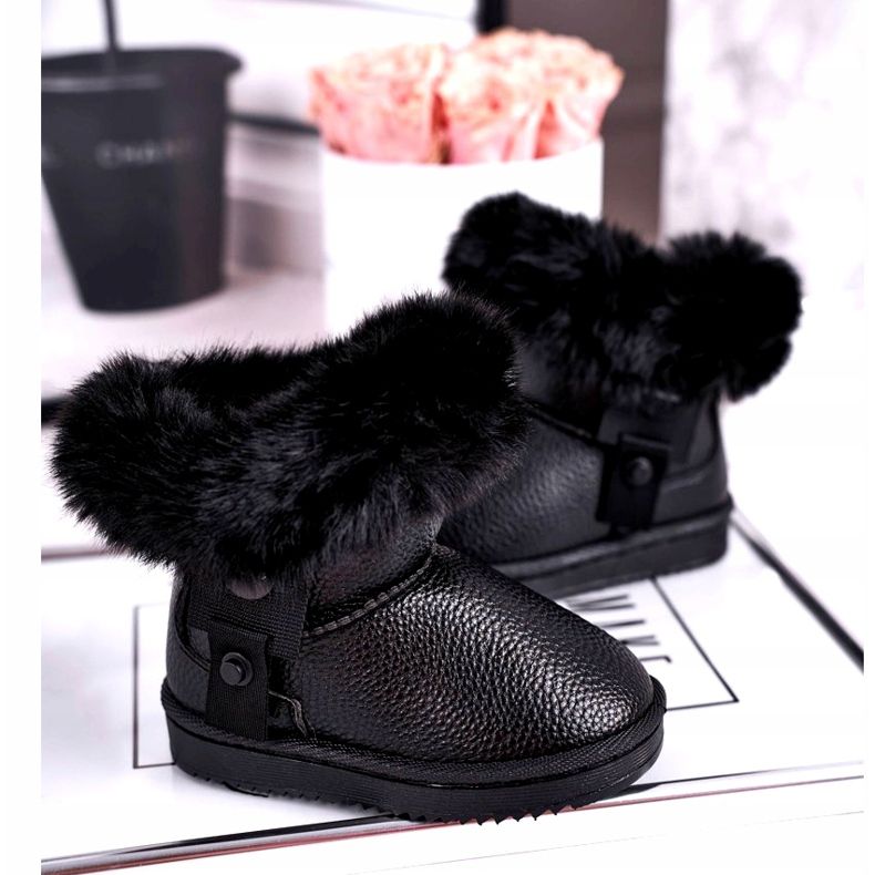 Apawwa Botas de nieve para niños con aislamiento Marella negro con pelo 1