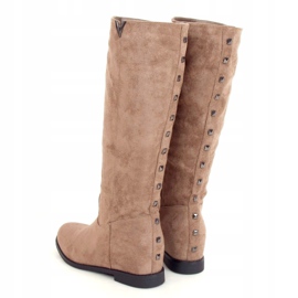 Botas en una cuña oculta beige ST-11P Khaki caqui 3