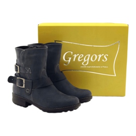 Botas de invierno de piel para mujer Gregors 544 azul marino 4