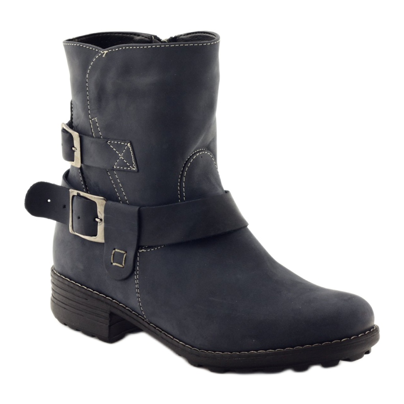 Botas de invierno de piel para mujer Gregors 544 azul marino 1
