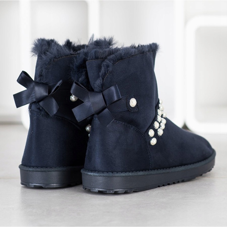 Queentina Mukluki azul marino con perlas 2