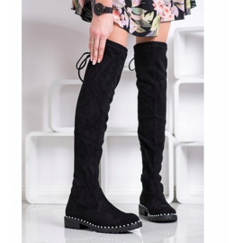 SHELOVET Botas mosqueteras con perlas negro 2