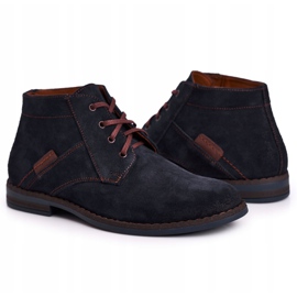 Botas de cuero para hombre Bednarek Botas azul marino marrón 6