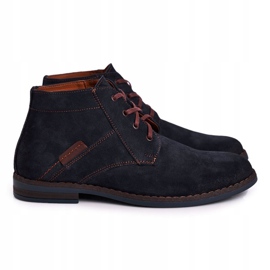 Botas de cuero para hombre Bednarek Botas azul marino marrón 1