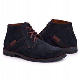Botas de cuero para hombre Bednarek Botas azul marino marrón 2