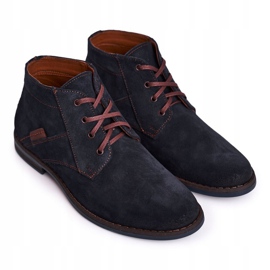 Botas de cuero para hombre Bednarek Botas azul marino marrón 5