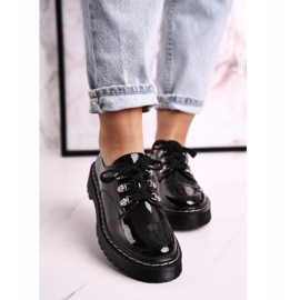 S.Barski Zapatos Oxfords De Mujer En La Plataforma S. Barski HX15 Lacado Negro 3