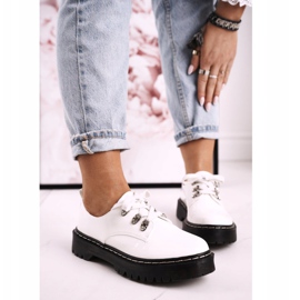 S.Barski Zapatos Oxford para mujer en la plataforma S. Barski HX15 Lacado Blanco 4