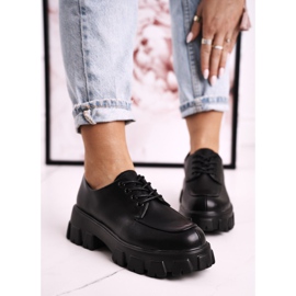 Zapatos Oxford de mujer sobre una plataforma masiva S.Barski HX23 Black negro 4