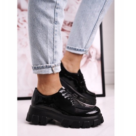 S.Barski Zapatos Oxfords De Mujer En La Plataforma Masiva S. Barski HX23 Lacado Negro 4