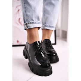 S.Barski Zapatos Oxfords De Mujer En La Plataforma Masiva S. Barski HX23 Lacado Negro 5