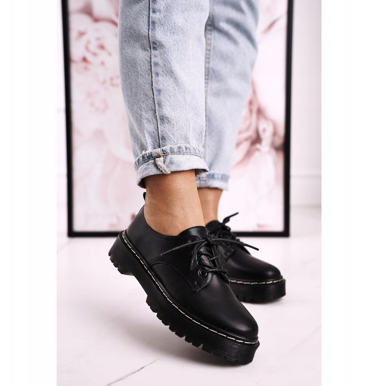 Zapatos Oxford Clásicos Para Mujer En La Plataforma S.Barski HX62 Negra negro 1