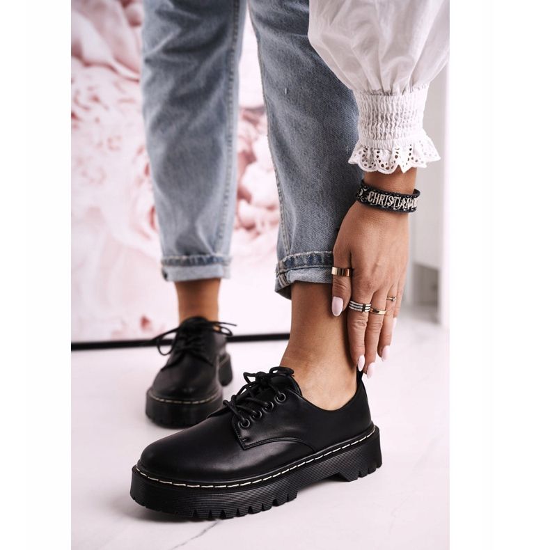 Zapatos Oxford Clásicos Para Mujer En La Plataforma S.Barski HX62 Negra negro 2