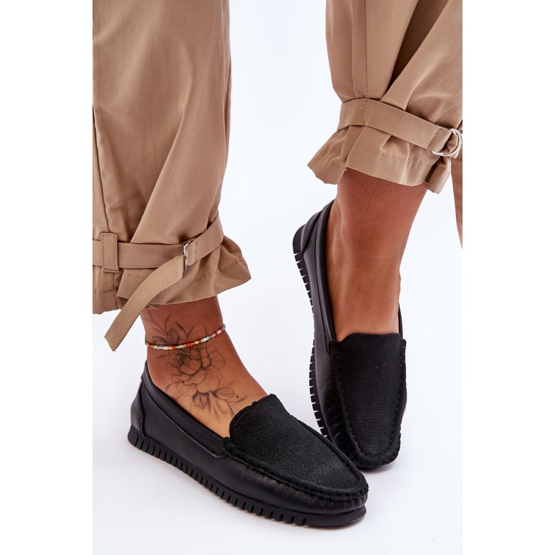 Mocasines de cuero clásicos para mujer S.Barski LR97630 Negro 2