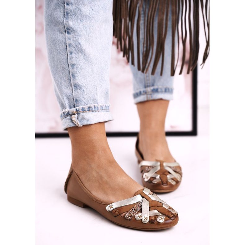 Bailarinas Mujer Piel Maciejka Rojo 01358 marrón 2