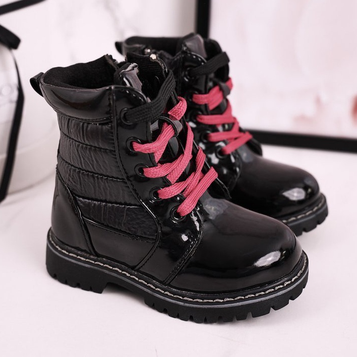 Botas Infantiles Calentadas Con Piel Con Acolchado Meñique Negro 1