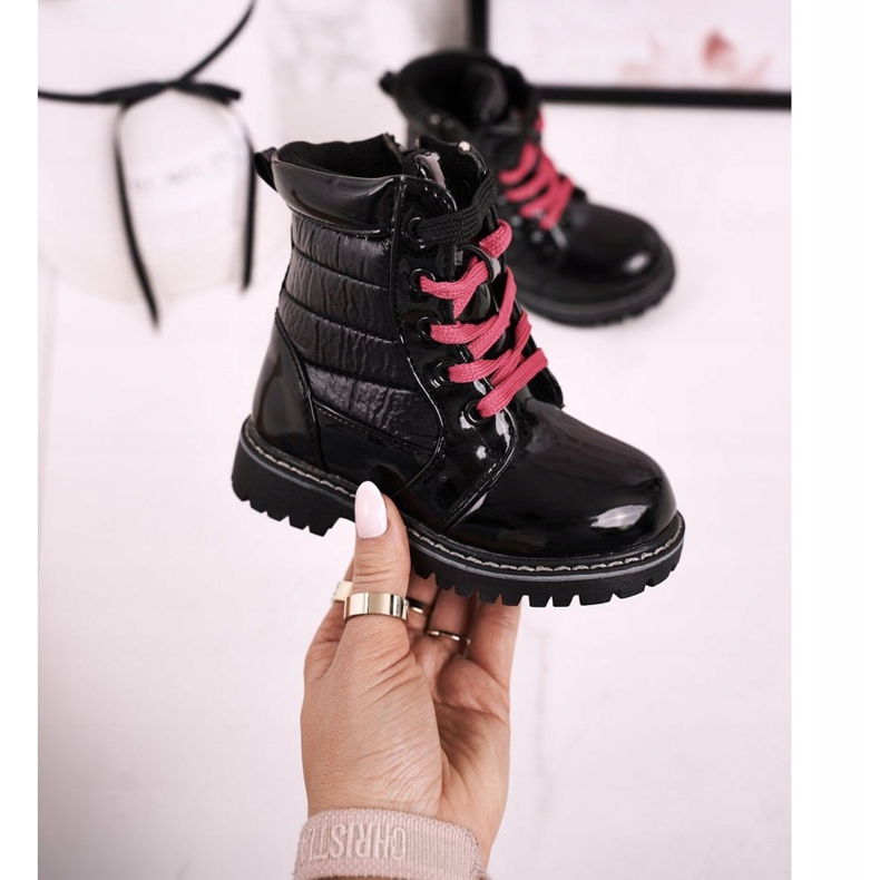Botas Infantiles Calentadas Con Piel Con Acolchado Meñique Negro 2