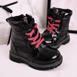 Botas Infantiles Calentadas Con Piel Con Acolchado Meñique Negro 3