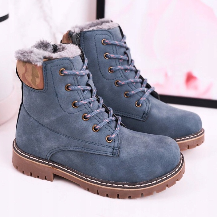 Apawwa Botas para niños Trappers Warmed With Fur Blue London beige marrón azul marino 2