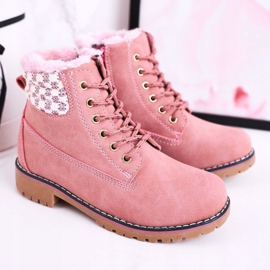 Apawwa Botas para niños Trappers con aislamiento de piel Pink Forest rosa 2