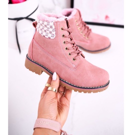 Apawwa Botas para niños Trappers con aislamiento de piel Pink Forest rosado 3