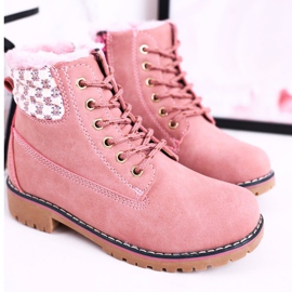 Apawwa Botas para niños Trappers con aislamiento de piel Pink Forest rosado 5