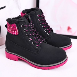 Apawwa Botas Infantiles Trappers Aisladas con Piel Selva Negra negro rosa 2