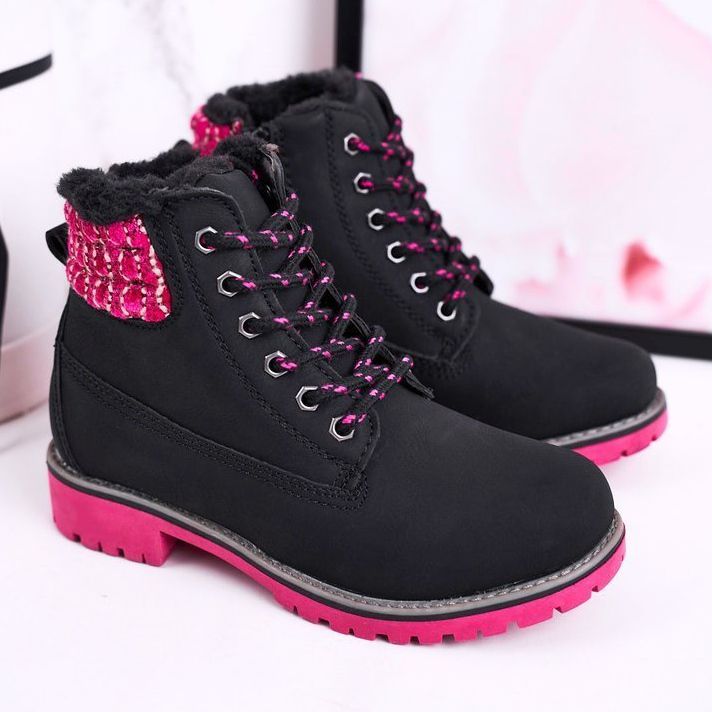 Apawwa Botas Infantiles Trappers Aisladas con Piel Selva Negra negro rosa 2